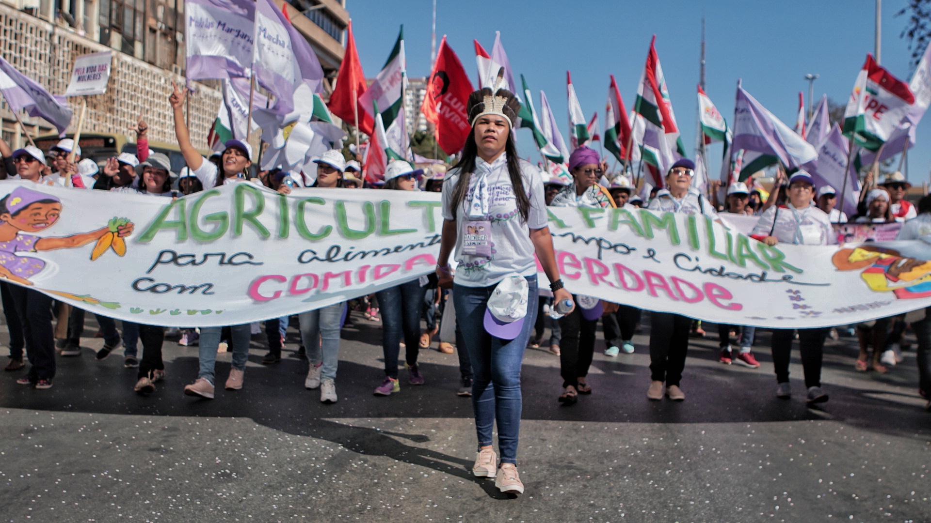 Cem mil mulheres de todas as regiões do país ocuparam Brasília durante a Marcha das Margaridas. Brasília,DF. 2019. Foto: Andressa Zumpano